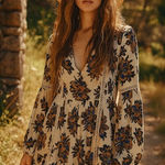 re:named Floral Boho Long Sleeve Mini Tunic Dress Size S Photo 0