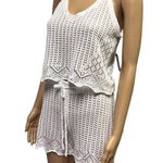Almost Famous  2 Piece Scalloped Crochet Coverup High Waist Shorts Tank Set M Photo 0