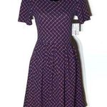 LuLaRoe Amelia Fit & Flare Dress Rough Diamond Burgundy Dress NWT Size Small Photo 0