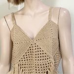 MIREMAR Natural Beige Tan Crochet Fringe Bohemian Boho Top One Size Photo 3