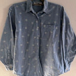 Vintage Denim Star Shirt Womens M Light Wash Cotton Chore Western 90s Concert Blue Size M Photo 0
