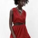 ZARA Burnt Orange Eyelet Cutout Mini Ruffle Dress Size Medium Photo 1