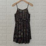 Boho print double layered hem‎ elastic waist dress Black Size L Photo 4