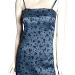 Byer California Vintage 90s Y2K Blue Floral Satin velvet Slip Dress mini spaghetti strap Photo 0