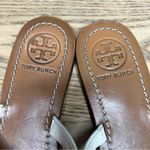 Tory Burch  Leighanne Bow Sandals Saffiano Leather Cream Ivory Women’s Size 8 Photo 2