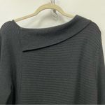Nic+Zoe  xl Black Aysymetrical Neckline ribbed Sweater wool/laine angora blend Photo 12