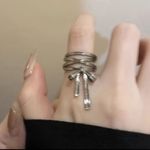 Fashion Elegant Ballet Bow Ribbon Ring For Women Light Luxury Sweet Ring Gray Photo 0