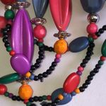 Vintage Black Pink Yellow Colorful Boho Beaded Retro Necklace Photo 8