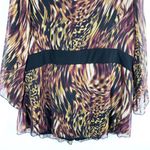 New Directions Plus Sz 2X Top Brown Black V Neck Attached Belt Blouse Ruffle 664 Photo 5