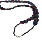 Vintage Cleopatra Purple Beaded Pendant Necklace & Circular Earrings Set Photo 9