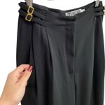 VTG 80’s Trouser Pants With Gold Embellished Buckle Detail Black Size 2 Photo 3