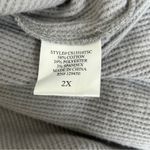 Como vintage  NWT 2X Gray Waffle Knit Button‎ Front Tie Long Sleeve Top Photo 4