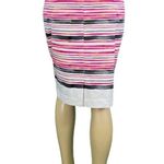 Worthington White Pink and Black Striped Back Zip Pencil Skirt Photo 5