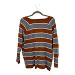 Modcloth  Blue Brown Striped Ribbed Sweater Retro 70s Crewneck Plus Size 1X Photo 3