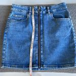 Garage  Medium Blue Stretch Denim Full Zipper a circle Pull Mini Skirt Size S Photo 7