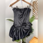 Ronny‎ Kobo Hudsen Black 3D Rose Satin Strapless Mini Dress Size Medium Photo 5
