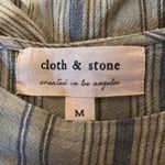 Cloth & Stone Dress Womens Medium Green Blue Striped Button Back Casual Everyday Photo 5
