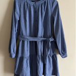 Simply Southern  Size L Blue Corduroy Belted Button Down‎ Dress Boho Country Girl Photo 0