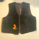 Disney Winnie The Pooh Genuine Suede Leather Embroidered Vest Womens Sz M/L A13 Photo 0