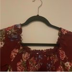 Xhilaration Xhiliration Red Floral Boho Fall Smocked Dress Preppy Dark Academia POCKETS Photo 1