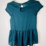 Xhilaration Women's Teal Lace Peplum Top Small Keyhole Back Chic Holiday Career Photo 6