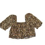 Urban Outfitters  Floral Crop Top Blouse Puff Short Sleeve Square Neck‎ M Photo 6