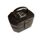 None Black Faux Leather Jewelry Box With Mirror & Initial E Monogram - Travel Size 5" Photo 6