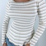 White House | Black Market White and Gold Striped Long Sleeve Sweater Size Small Photo 1