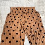 Beach Riot  Avery Tan Velvet Polka Dot Pant Pull On Medium‎ Elastic Waist Cropped Photo 2