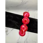 Vintage 5.5” Chunky Red Marble Bead Bracelet Photo 1