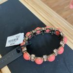 J.Crew NWT  coral stone bracelet with rhinestone spacers Photo 3