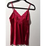 Victoria's Secret  Red Satin Lace Trim Camisole Nightgown Slip Photo 2
