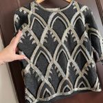 Adrienne Vittadini 90s Vintage Gray & Black Art Deco Beaded Sweater Small Petite Photo 1