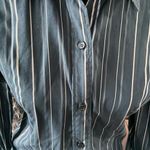 New York And Company Stretch Blue/Green Striped Button Down Shirt Size Medium Photo 1