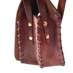 True Vintage 60's Hand Tooled Stitched Leather Crossbody Western Boho Saddle Bag Brown Photo 7