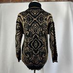 Vintage 80's Pronto Moda Gold Metallic Knit Turtleneck Sweater Women Small‎ Black Photo 4