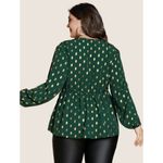 1XL Polka Dot Lantern Sleeve Wrap Ruffle Blouse Green Size XL Photo 1