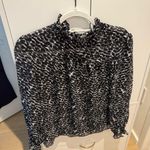 Premise  Black and White Ruffled Long Sleeve Blouse Photo 0