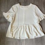 Kate Spade New York Womens Cream Crew Neck Bell Short Sleeve Blouse Top XL (y) Photo 0