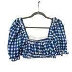 Montce Paula Tie Up Bikini Bottom + Gingham Marcela Top Blue Size L Photo 4