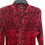 Apt. 9  Women Red Black Goth Crinkled Ruffle Front Long Sleeve Top XL Grunge Fairy Photo 1