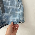 Tractr Checker Gingham Plaid High Rise Slim Blue Denim Shorts 2/26 Photo 4