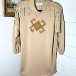 Adolfo Sport Vintage Deadstock Tunic Sweater Fringe Jeweled Drop Shoulder Medium Photo 0