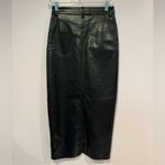 Olivaceous Black faux leather  midi skirt Photo 4