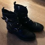 ZARA Triple Buckle Tie Up Zip Up Black Boots size eu 36 Photo 0