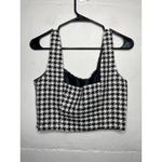 Jason Wu NEW  Womens Houndstooth Crop Top Sequin Detail Size Medium Black White Photo 6