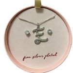 None Necklace earrings set fine silver plated the letter E NWT Photo 0