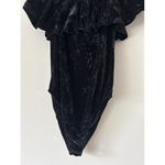 Altar'd State Altar’d State Black Ruffle Velvet Off The Shoulder Bodysuit Size Medium Photo 3