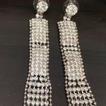Vintage Unsigned Pavé Clear Rhinestones Drop Fringe Runway Statement Earrings Photo 8