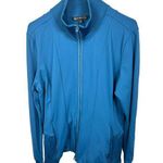 Athleta Womens XL Blue Jacket Full Zip Stretch Long Sleeve Mock Neck Nylon Blend Photo 0